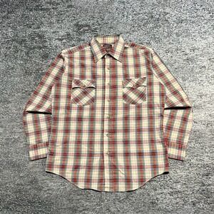 Vintage Kingsport Shirt Button Up Longsleeve Mens Medium Plaid Western 70s 80s